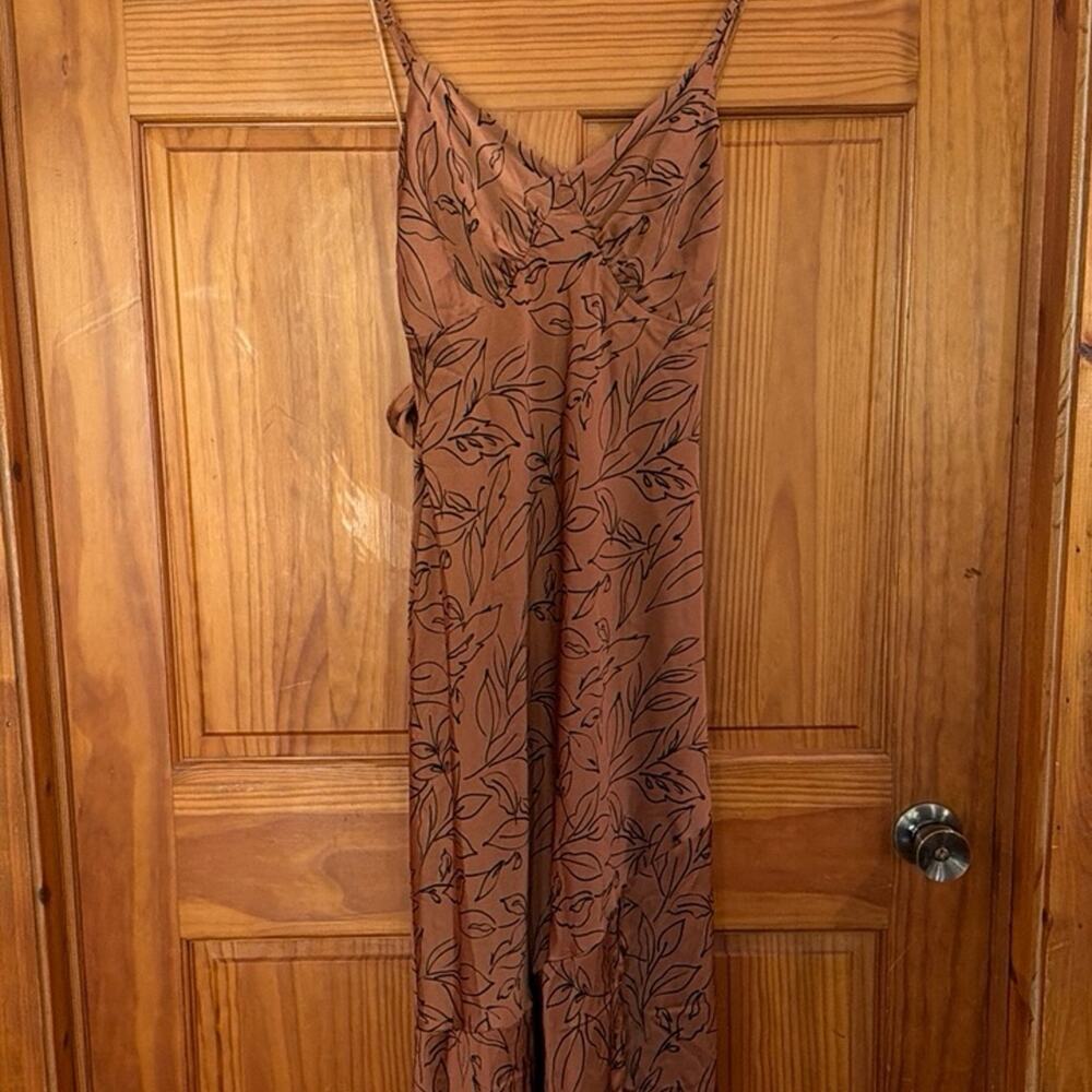 Women's Blu Pepper Floral Print Maxi Dress Spaghetti Strap Tie Waist Size L